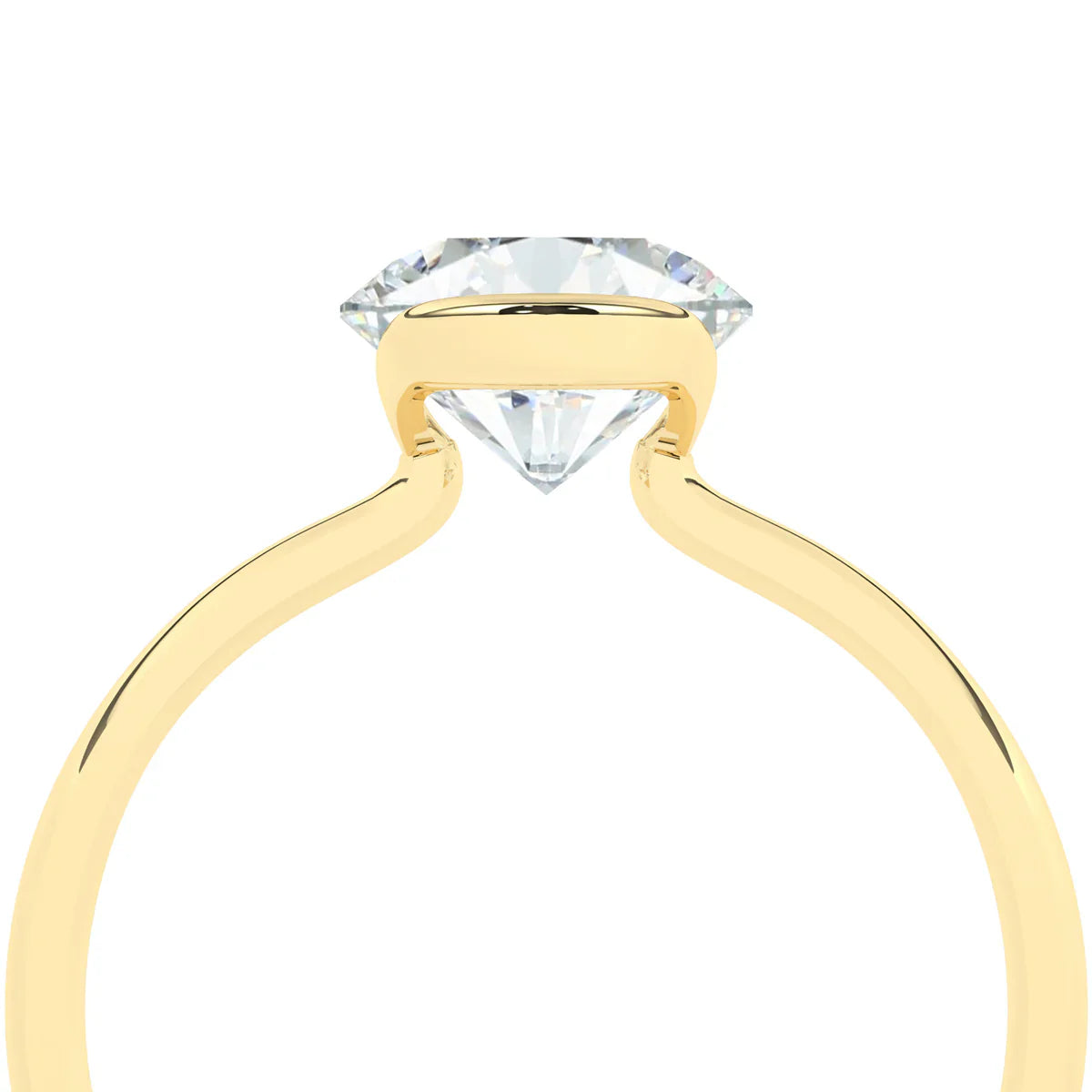 Stunning 2.0 CT Round Moissanite Engagement Ring with Half Bezel Design 6