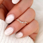 Stunning 0.15 TCW Marquise & Round Stones Curved Wedding Bands 8
