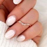 Stunning 0.15 TCW Marquise & Round Stones Curved Wedding Bands 8
