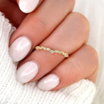 Stunning 0.07 TCW Round Moissanite Stones Leaf Nesting Metal Wedding Bands 5