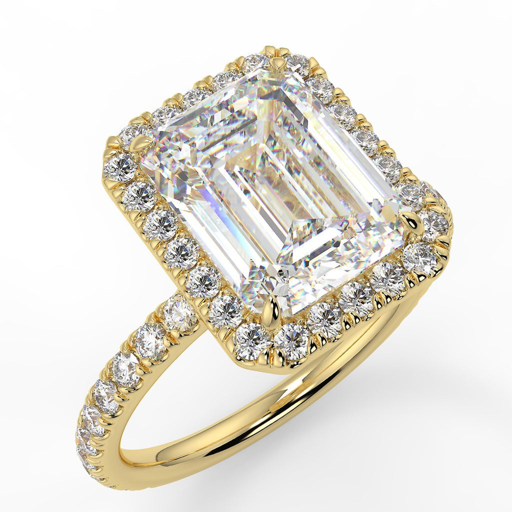 Stunning 2.53 CT Emerald Moissanite Engagement Ring with Halo & Pave Design 1