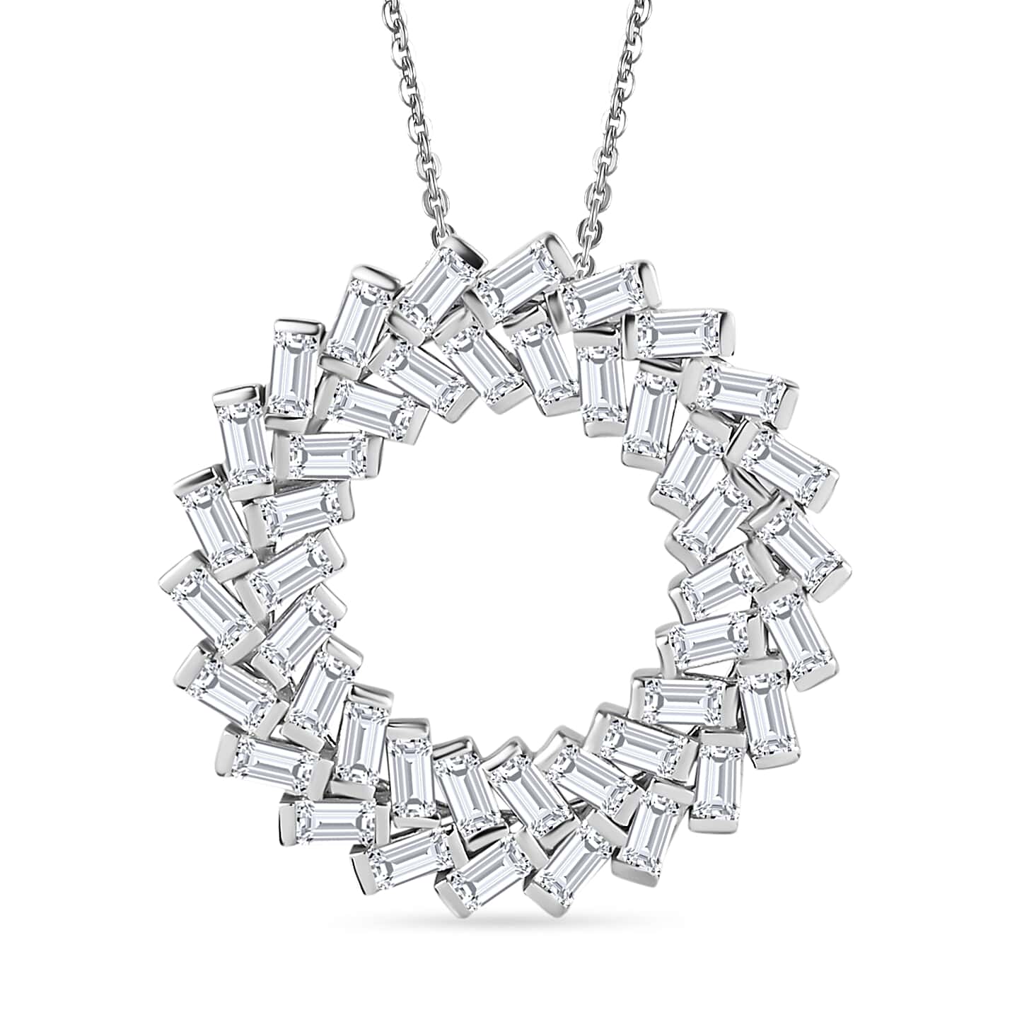 Round Cut Cubic Zirconia in 925 Sterling Silver Necklace 1
