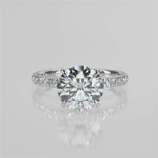 Stunning 2.0 CT Round Moissanite Engagement Ring with Pave Design 1