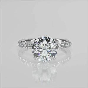 Stunning 2.0 CT Round Moissanite Engagement Ring with Pave Design