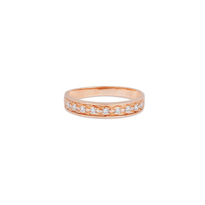 Delicate Moissanite Men' Wedding Band with Round Cut Stones in Solid Gold