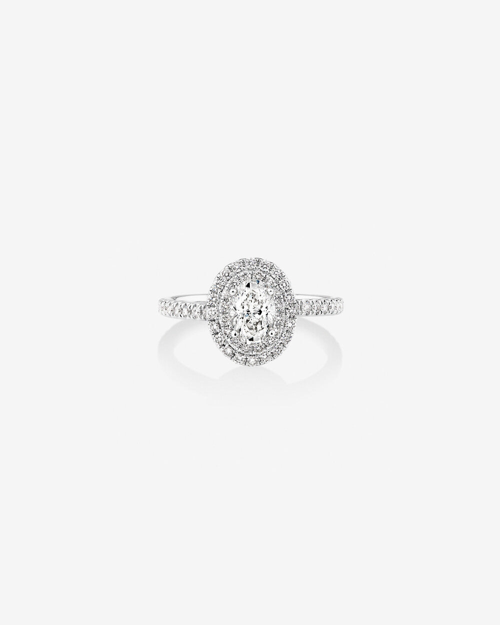 Stunning 1 CT Oval Moissanite Engagement Ring With Double Halo & Pave Design 1