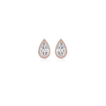 0.75 TCW Pear & Round Cut Moissanite Halo Earrings in Gold 1