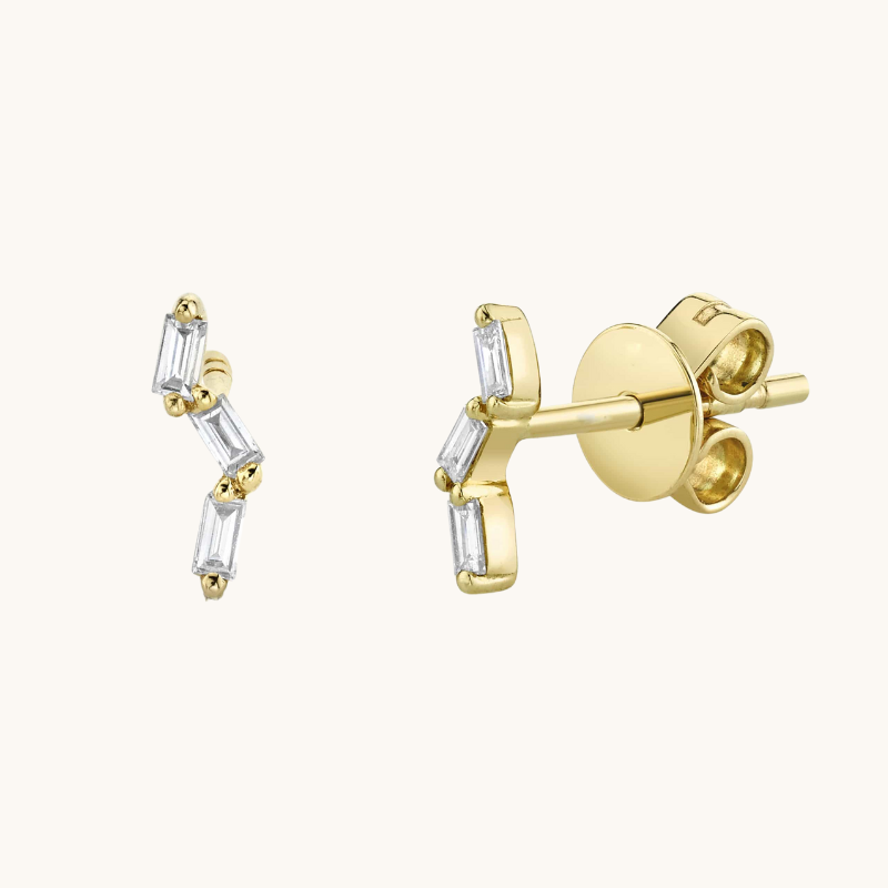 0.30 TCW Baguette Cut Moissanite Studs Earrings in Gold 1