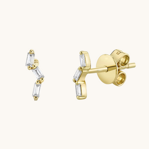 0.30 TCW Baguette Cut Moissanite Studs Earrings in Gold