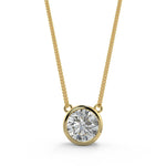 1.0 CT Round Moissanite Diamond Bezel Pendant Necklace in Solid Gold 10