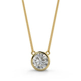 1.0 CT Round Moissanite Diamond Bezel Pendant Necklace in Solid Gold 10
