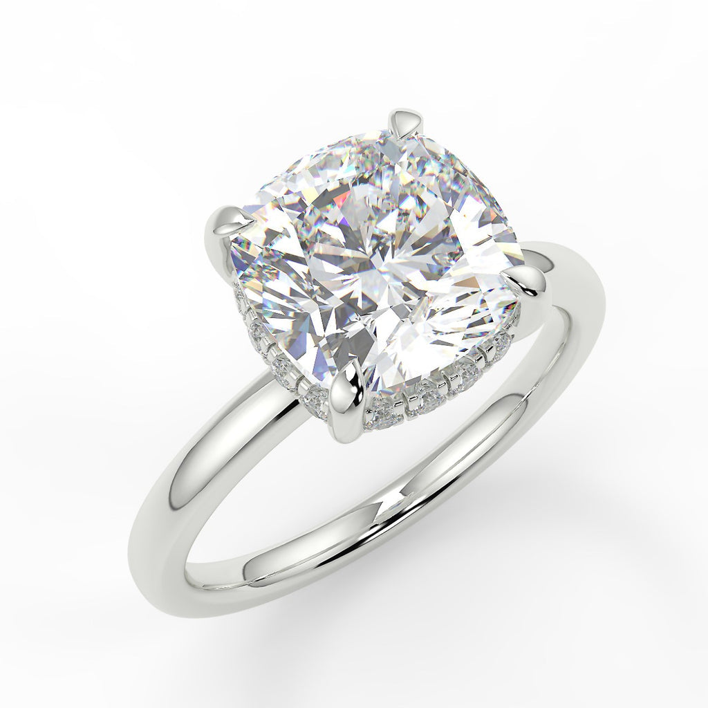 Stunning 2.40 CT Cushion Moissanite Engagement Ring with Hidden Halo Design 4