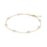 1.75 TCW Round Aquamarine Lab Made Diamond- March Birthstone Dainty Bracelet 4