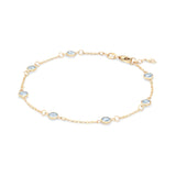 1.75 TCW Round Aquamarine Lab Made Diamond- March Birthstone Dainty Bracelet 4