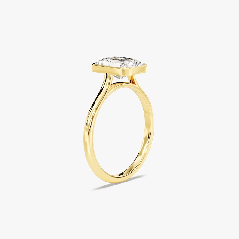 Stunning 1.0-2.0 CT Radiant Moissanite Engagement Ring with Bezel Design 2