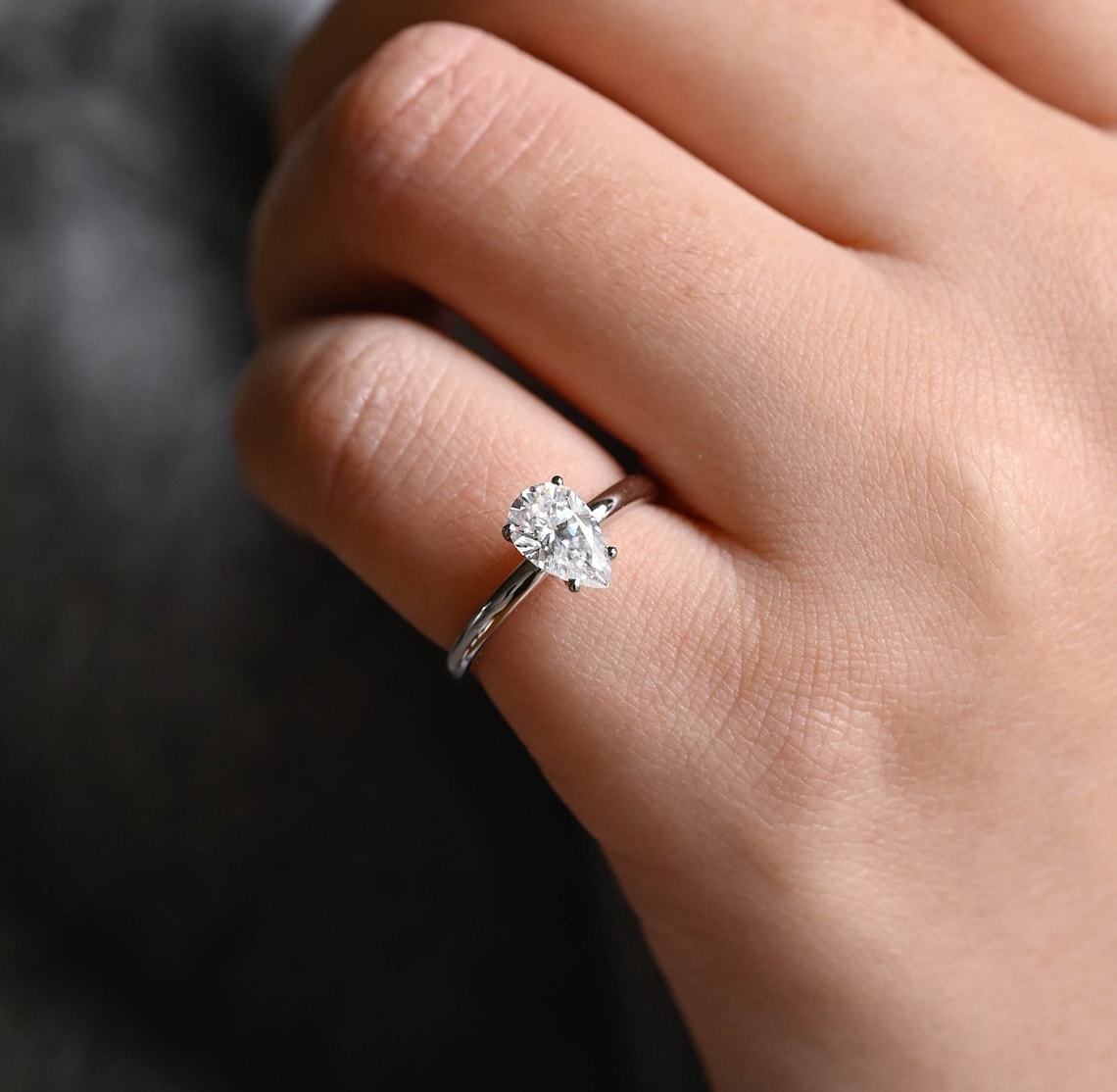 Stunning 2.0 CT Pear Moissanite Engagement Ring with Solitaire Design 8