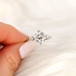 Stunning 2.20 CT Asscher Moissanite Engagement Ring with Three Stone Design 5