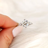 Stunning 2.20 CT Asscher Moissanite Engagement Ring with Three Stone Design 5