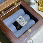 5.0 CT Radiant Shaped Moissanite Engagement Ring With Halo Split Shank Pave Accents 13