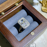 5.0 CT Radiant Shaped Moissanite Engagement Ring With Halo Split Shank Pave Accents 13