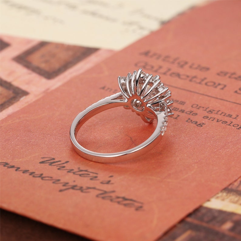 Stunning 2.0 CT Round Moissanite Engagement Ring with Halo & Pave Design 6