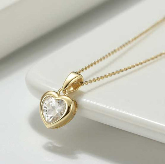 Round Cut Cubic Zirconia in 925 Sterling Silver Necklace 1