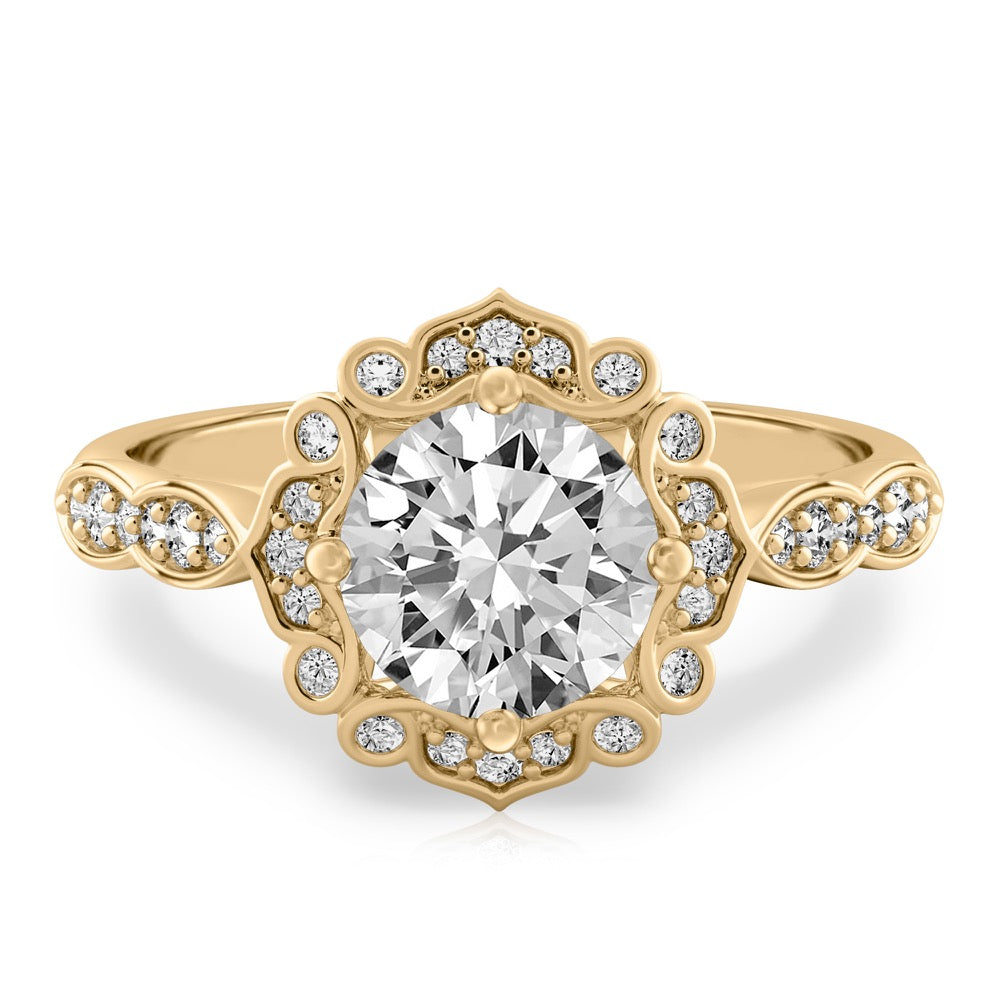 Stunning 0.50-1.50 CT Round Moissanite Engagement Ring With Vintage Halo & Pave Design 1