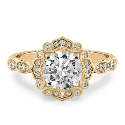 Stunning 0.50-1.50 CT Round Moissanite Engagement Ring With Vintage Halo & Pave Design 1