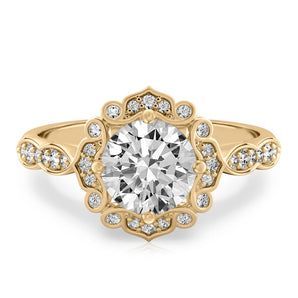 Stunning 0.50-1.50 CT Round Moissanite Engagement Ring With Vintage Halo & Pave Design