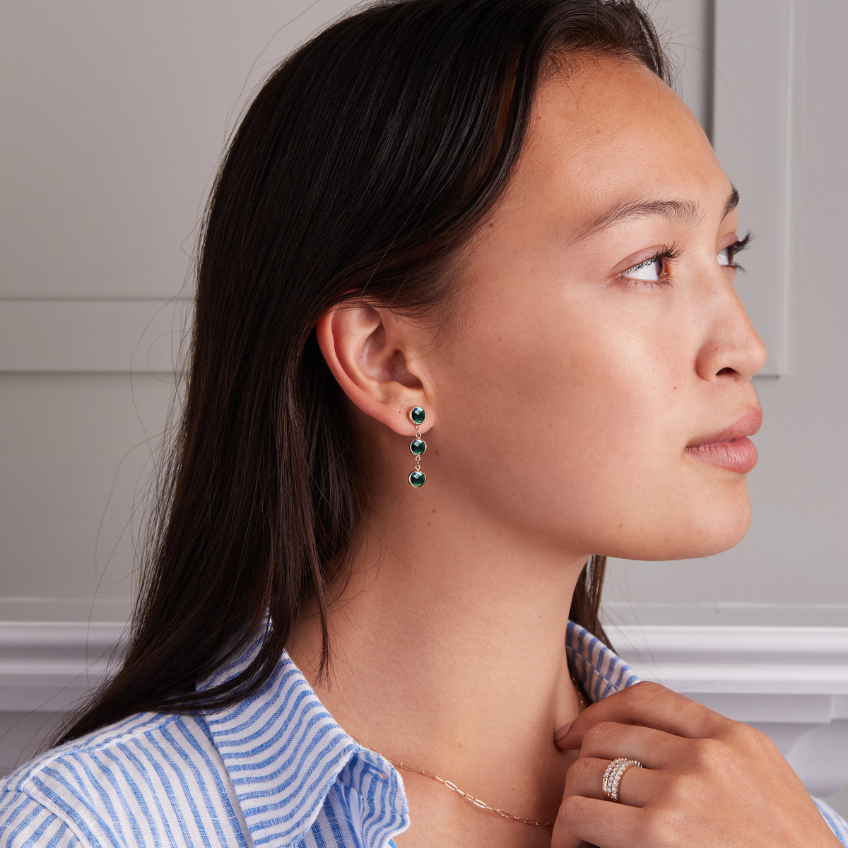 5.04 TCW Round Emerald Lab Made Diamond-May Birthstone Drop Earrings 2