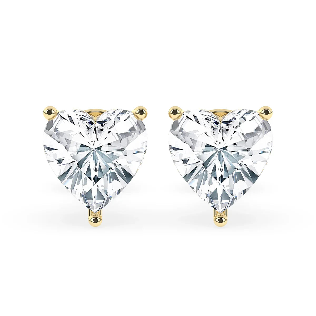 2.0 TCW Heart Cut Moissanite Hidden Halo Stud Earrings in Gold 1