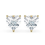 2.0 TCW Heart Cut Moissanite Hidden Halo Stud Earrings in Gold 1