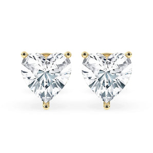 2.0 TCW Heart Cut Moissanite Hidden Halo Stud Earrings in Gold