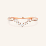 Stunning 0.2 TCW Round Moissanite Stones Curved Wedding Bands 4