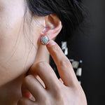 0.50 TCW Round Cut Moissanite Floral Halo Earrings in Gold 4