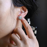 0.50 TCW Round Cut Moissanite Floral Halo Earrings in Gold 4