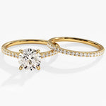 1.50 CT Round Cut Moissanite Bridal Ring Set with Round Wedding Bands 1