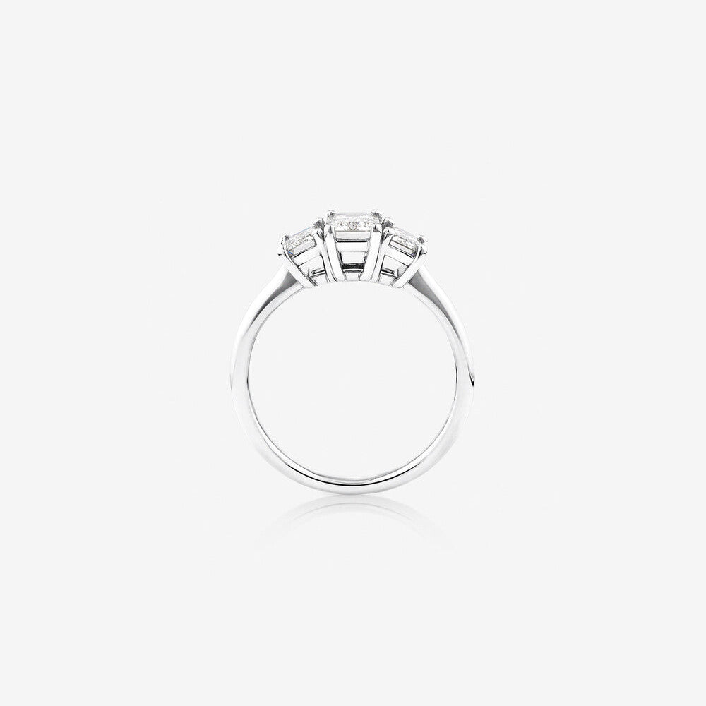 Stunning 1.30 CT Emerald Moissanite Engagement Ring with Three Stones Design 2