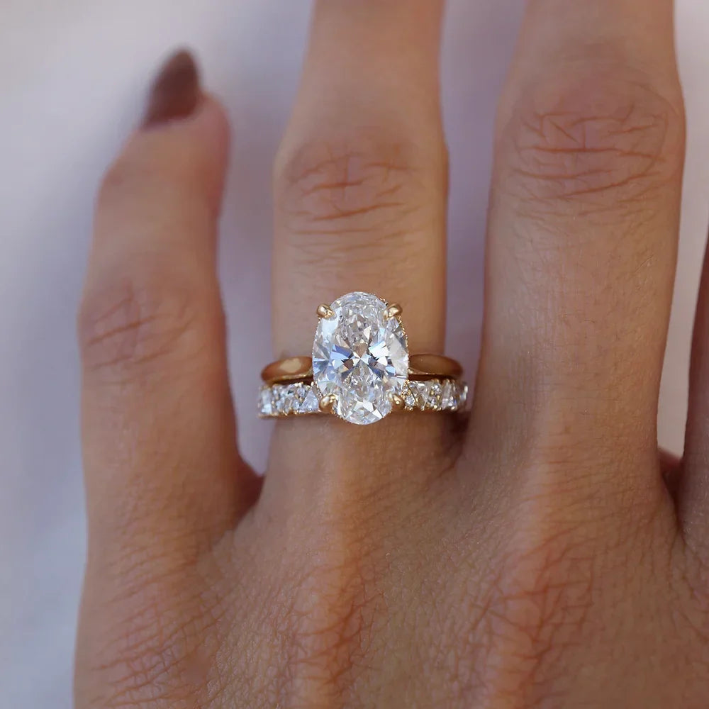 Stunning 0.4 TCW Trillion & Round Moissanite Stones with Half Eternity Wedding Bands 2