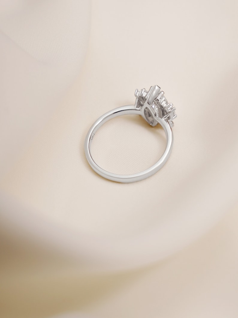Stunning 1.0 - 2.0 CT Marquise Moissanite Engagement Ring with Cluster Design 8