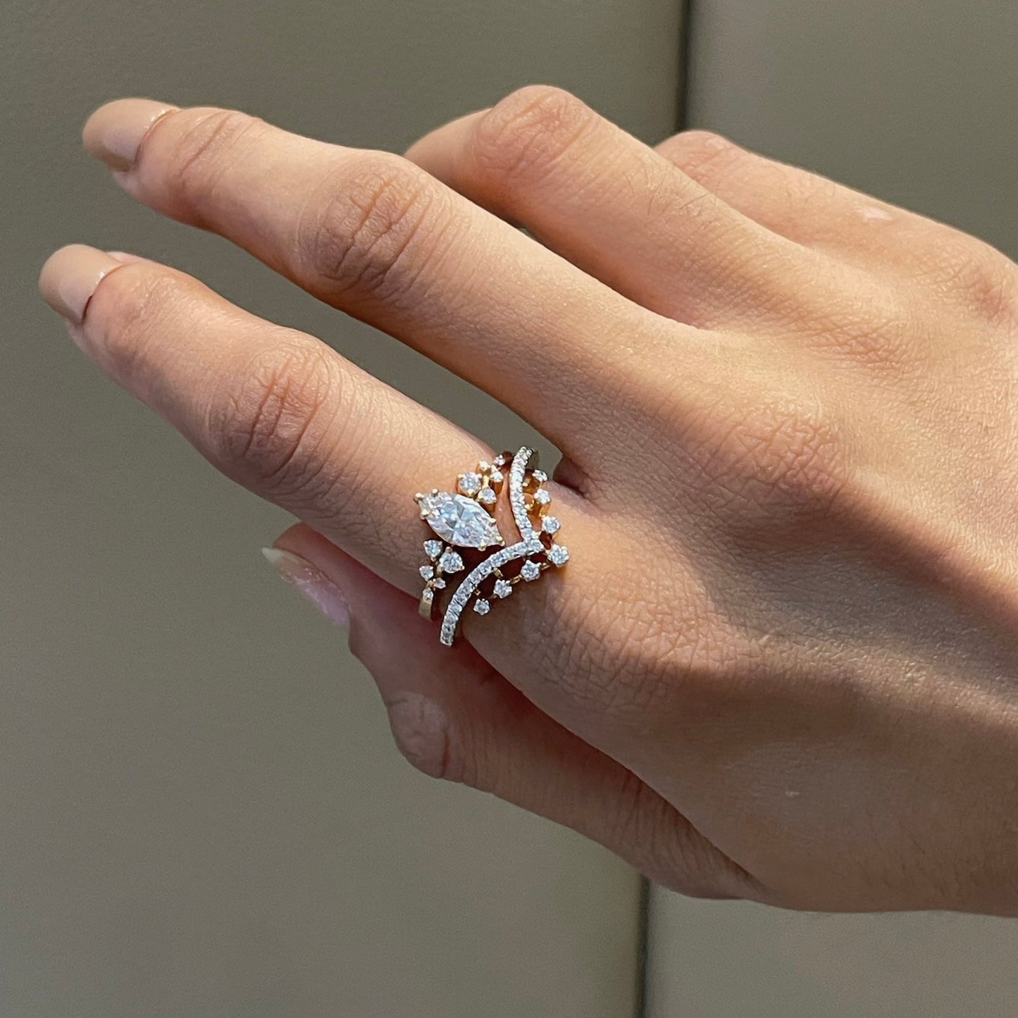 Stunning 1.50 CT Marquise Moissanite Engagement Ring with Cluster Design 4