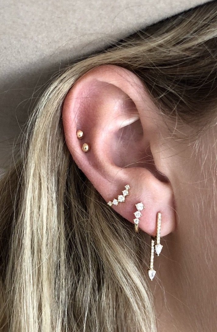 0.20 TCW Round Cut Moissanite Half Hoops  Earrings in Gold 3