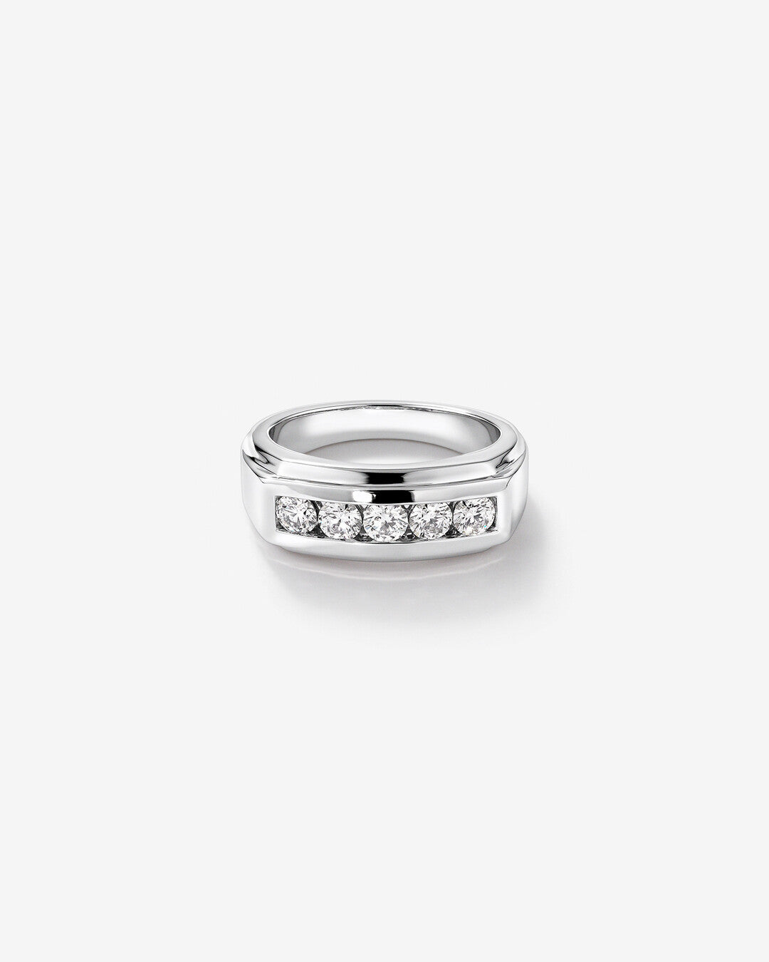 0.90 TCW Round Moissanite Five Stone Men's Wedding Band in Solid Gold 1