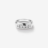 0.90 TCW Round Moissanite Five Stone Men's Wedding Band in Solid Gold 1