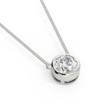 1.0 CT Round Moissanite Diamond Bezel Pendant Necklace in Solid Gold 6