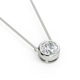 1.0 CT Round Moissanite Diamond Bezel Pendant Necklace in Solid Gold 6