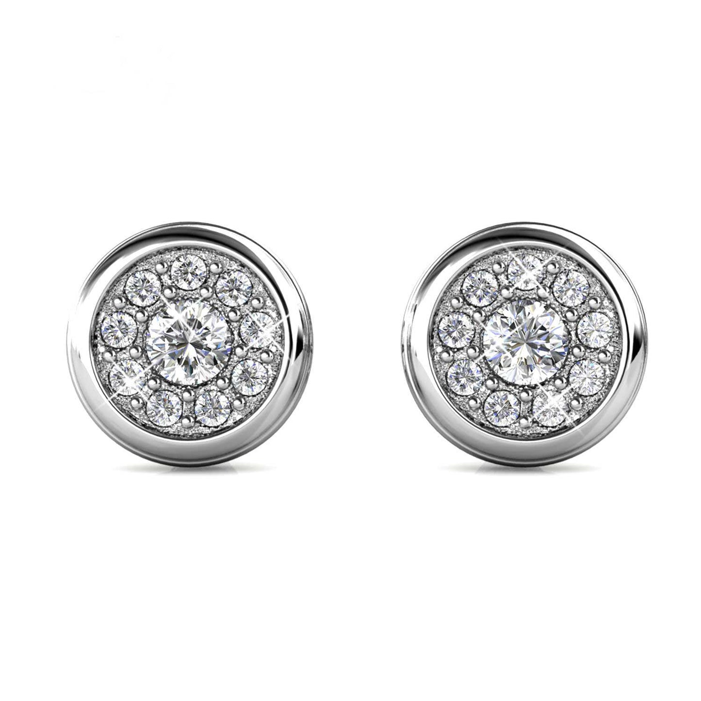 Round Cut Cubic Zirconia in 925 Sterling Silver Earrings 2