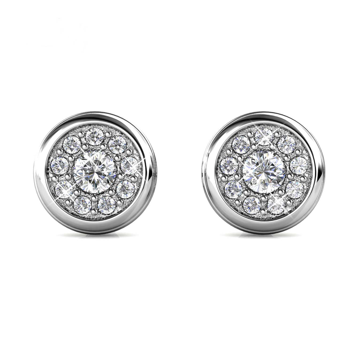 Round Cut Cubic Zirconia in 925 Sterling Silver Earrings 2