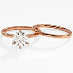 1.50 CT Round Cut Moissanite Bridal Ring Set with Plain Wedding Bands 4