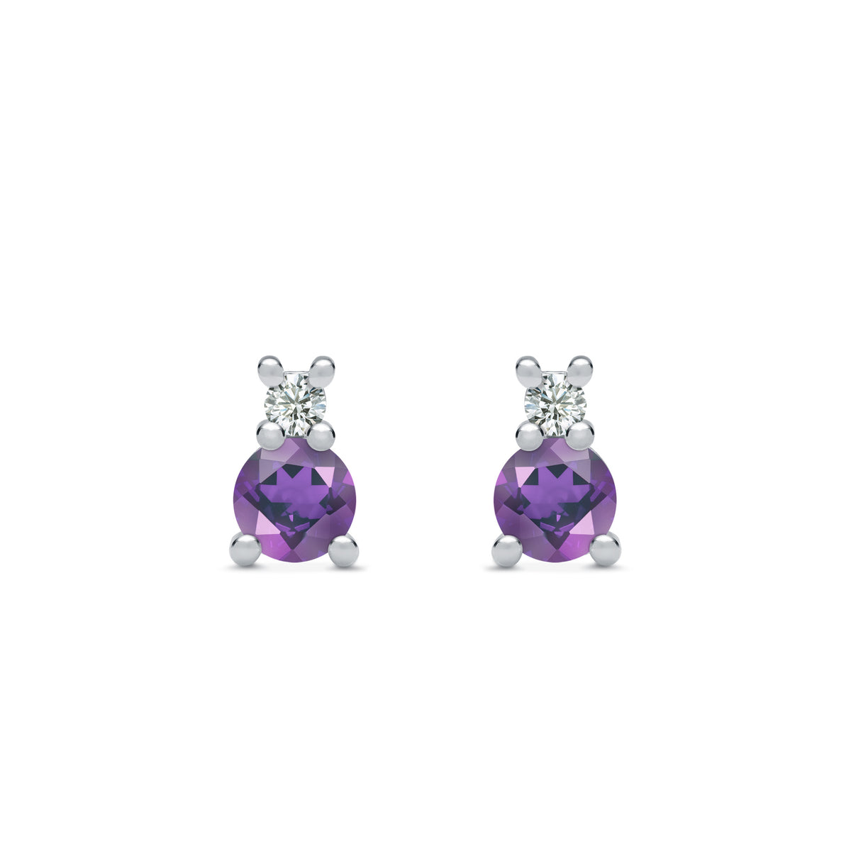 0.15 CT Round Amethyst Lab Made Diamond- February Birthstone Studs 4